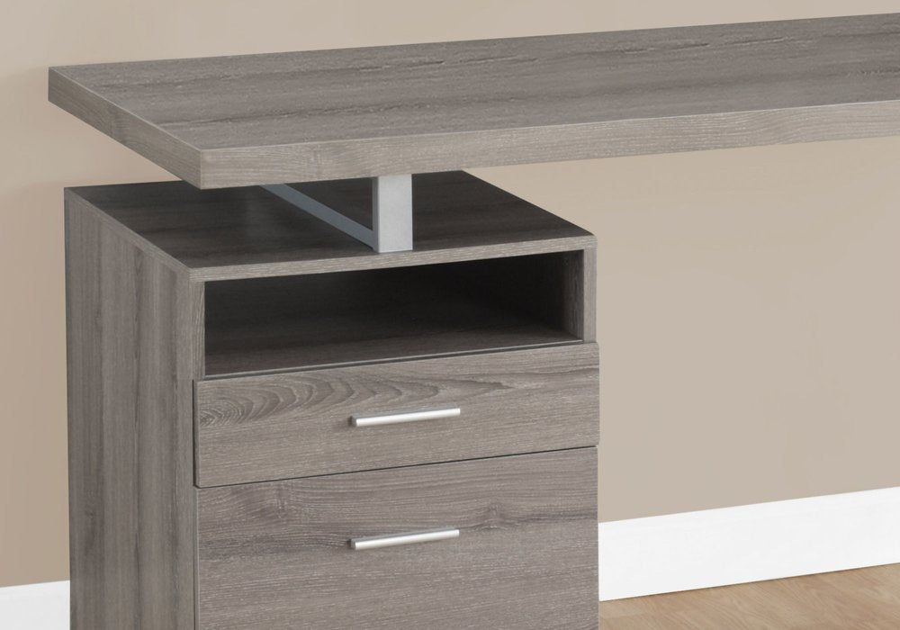 60" White and Silver Computer Desk With Two Drawers