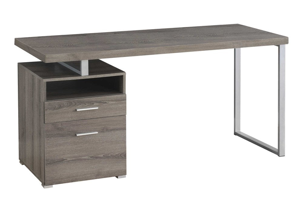60" White and Silver Computer Desk With Two Drawers