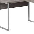 79" Taupe and Silver L Shape Computer Desk With Two Drawers on a white background