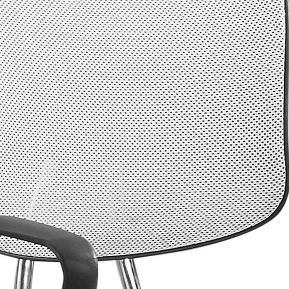 White Polyester Seat Swivel Adjustable Task Chair Mesh Back Plastic Frame on a white background