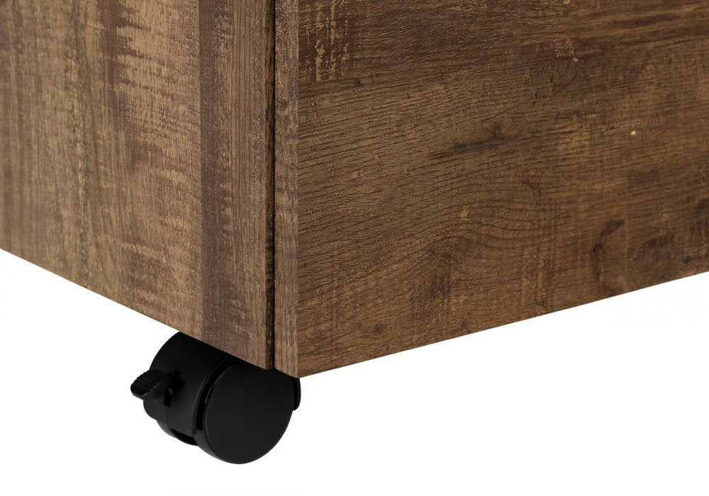 25" Brown Particle Board and Wood Filing Cabinet With Drawers. Filing cabinet in brown wood.