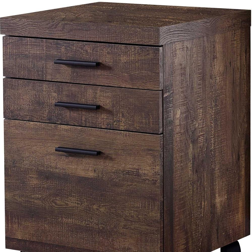 25" Brown Particle Board and Wood Filing Cabinet With Drawers. Filing cabinet in brown wood.