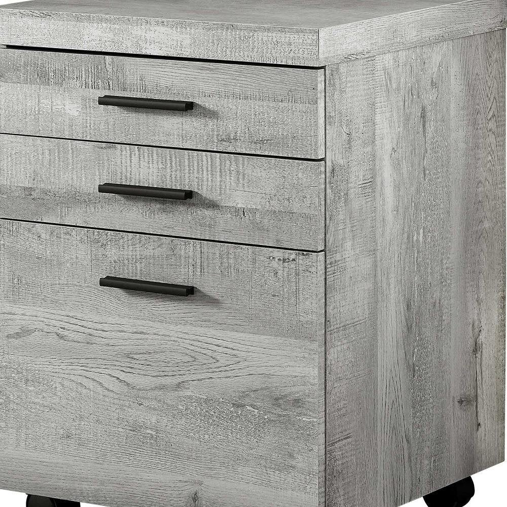 25" Brown Particle Board and Wood Filing Cabinet With Drawers close-up highlighting the wood surface.