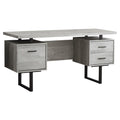 60" Gray and Black Computer Desk With Three Drawers