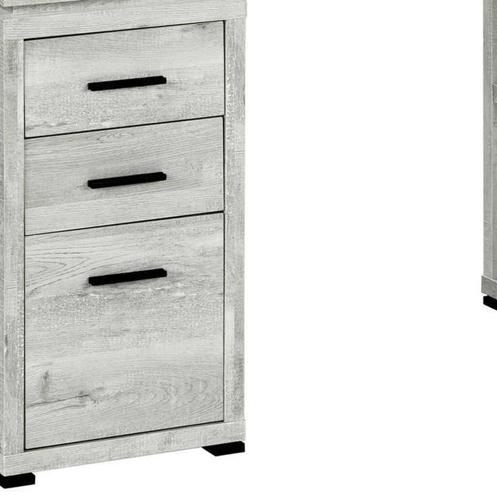 60" Gray L Shape Computer Desk With Three Drawers