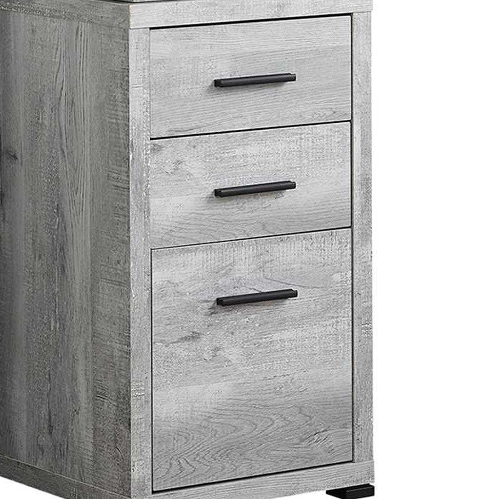 60" Gray L Shape Computer Desk With Three Drawers