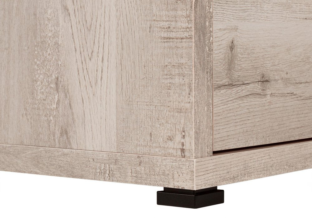 Close-up of 60" Taupe L Shape Computer Desk With Three Drawers showing surface detail.