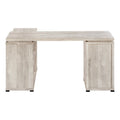 60" Taupe L Shape Computer Desk With Three Drawers. Desk isolated on a plain white background, finished in taupe.