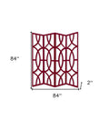 84" Red Solid Wood Folding Four Panel Screen Room Divider on a white background