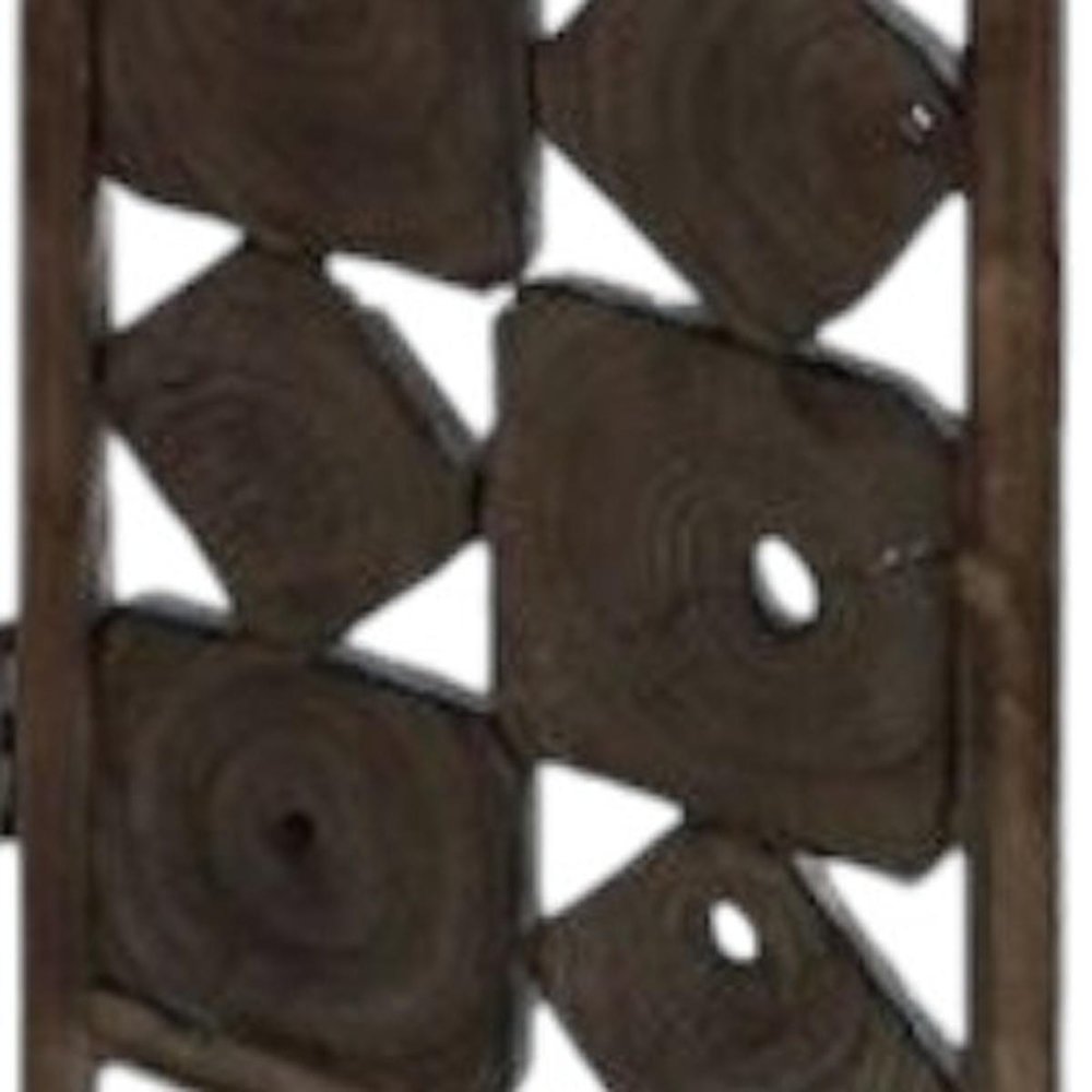 71" Brown Solid Wood Folding Three Panel Screen Room Divider