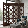 84" Brown Solid Wood Folding Four Panel Screen Room Divider