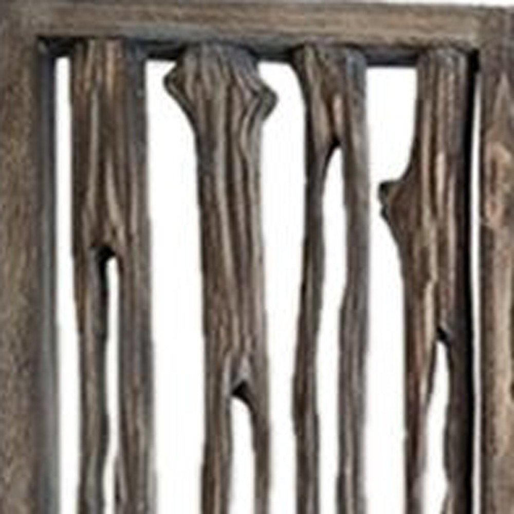84" Brown Wood Folding Four Panel Screen Room Divider - with Folding Design