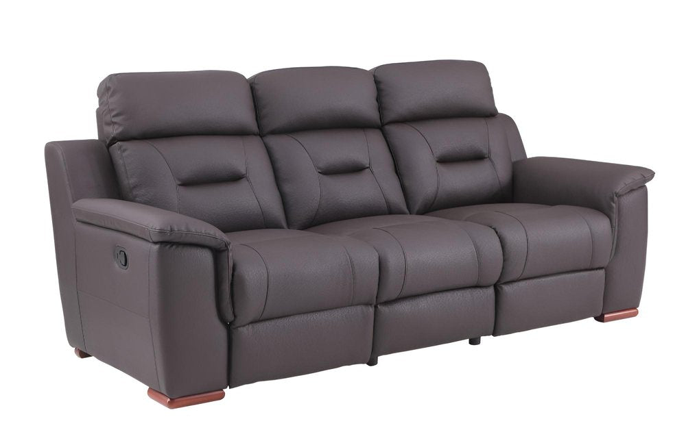 90" Brown Faux Leather Sofa on a white background