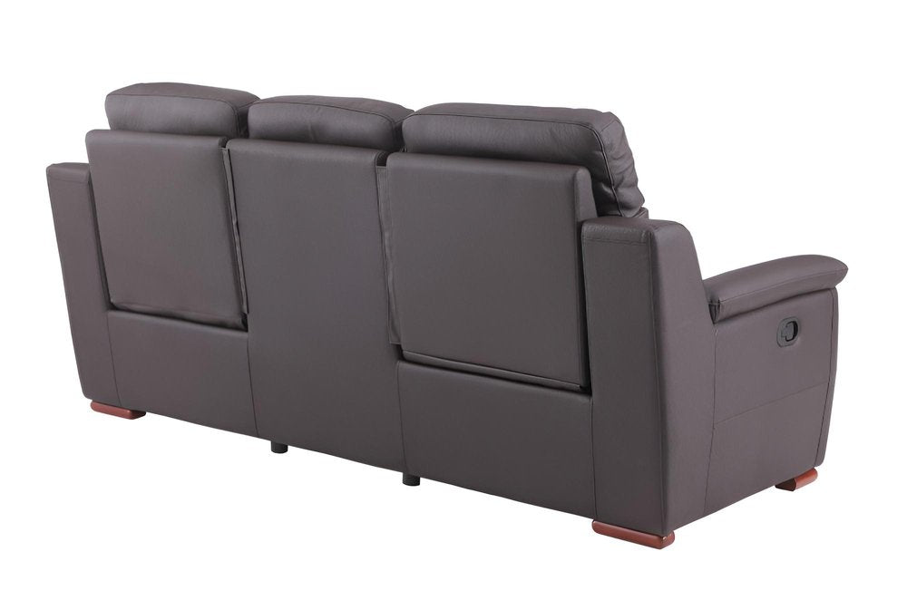 90" Brown Faux Leather Sofa on a white background
