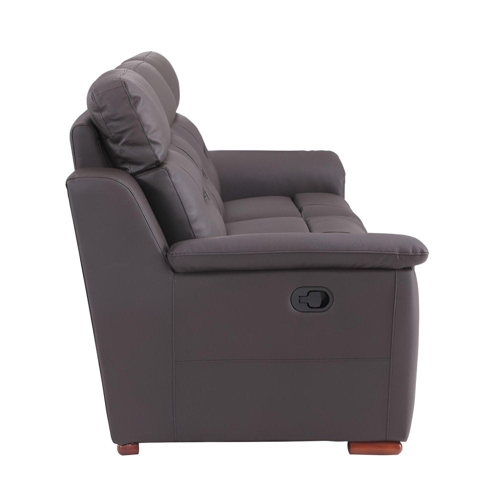 90" Brown Faux Leather Sofa on a white background
