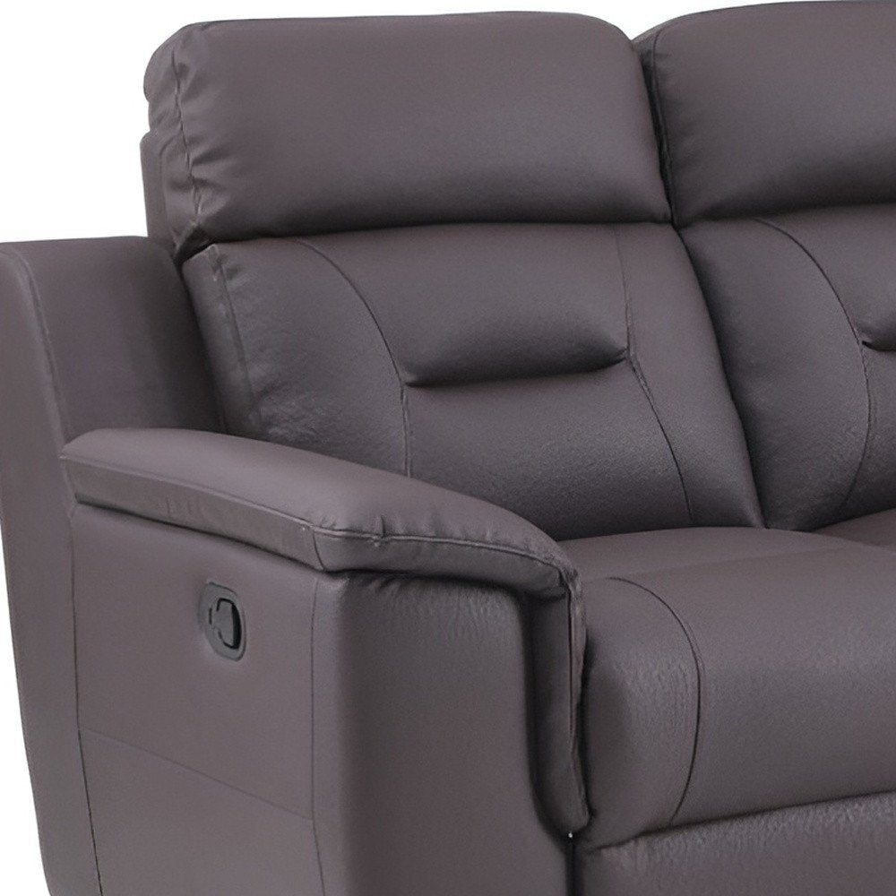90" Brown Faux Leather Sofa close-up detail