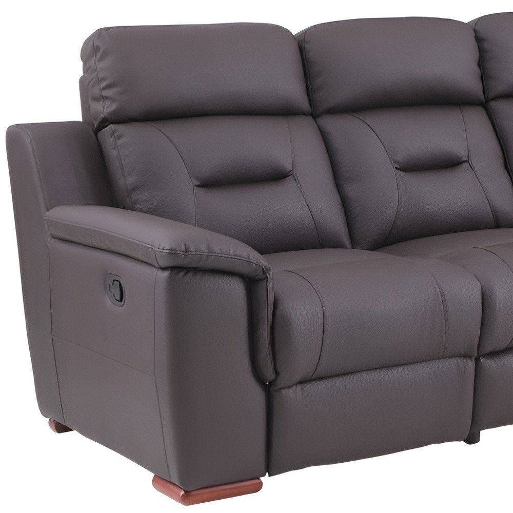 90" Brown Faux Leather Sofa on a white background