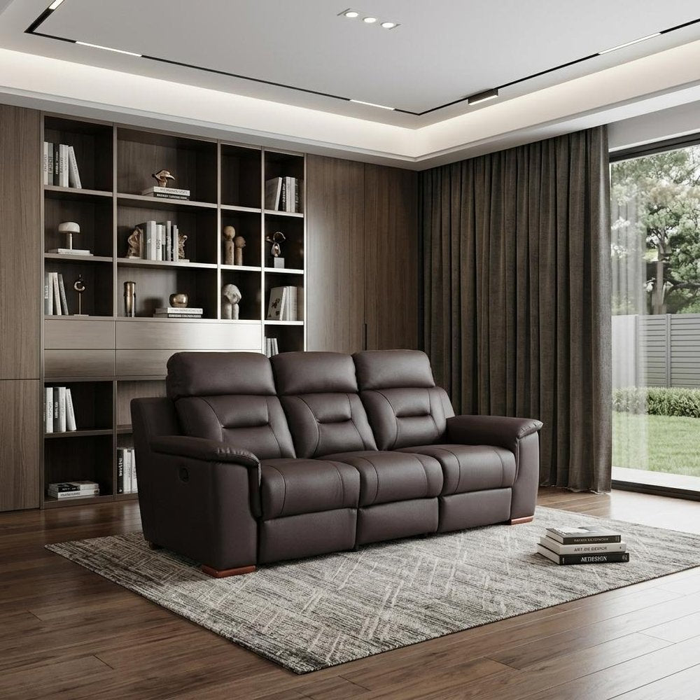 90" Brown Faux Leather Sofa in a home interior
