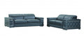 Two Piece Indoor Dark Gray Italian Leather Five Person Seating Set - 29" H x 71" W x 41" D on a white background