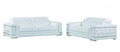 Two Piece Indoor White Italian Leather Five Person Seating Set on a white background