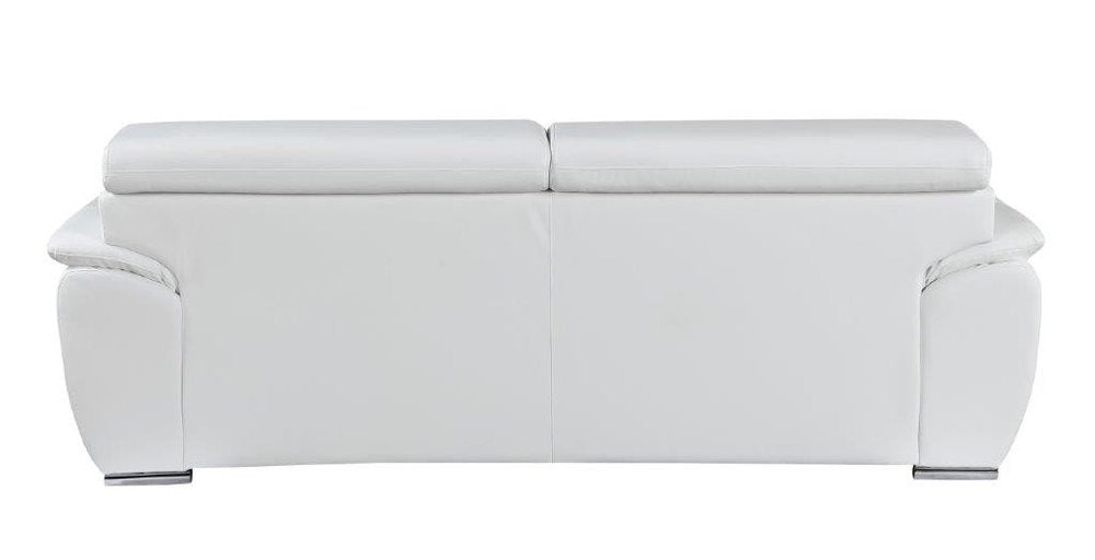 Two Piece Indoor White Genuine Leather Five Person Seating Set on a white background