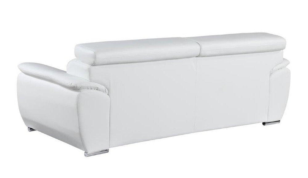 Two Piece Indoor White Genuine Leather Five Person Seating Set on a white background