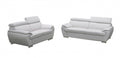 Two Piece Indoor White Genuine Leather Five Person Seating Set on a white background
