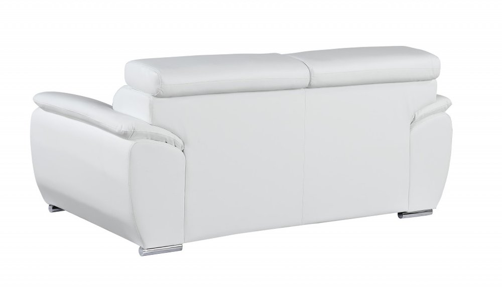 Two Piece Indoor White Genuine Leather Five Person Seating Set on a white background