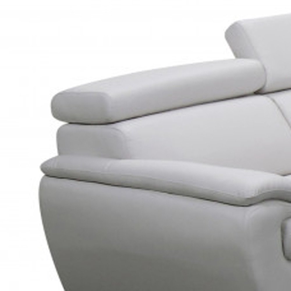 Two Piece Indoor White Genuine Leather Five Person Seating Set on a white background