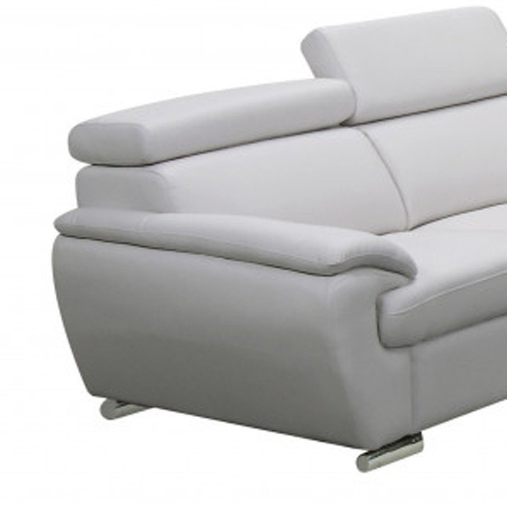 Two Piece Indoor White Genuine Leather Five Person Seating Set on a white background
