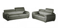 Two Piece Indoor Gray Genuine Leather Five Person Seating Set - 32" H x 69" W x 38" D on a white background