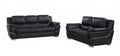 Two Piece Indoor Black Genuine Leather Five Person Seating Set on a white background