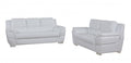 Two Piece Indoor White Genuine Leather Five Person Seating Set on a white background