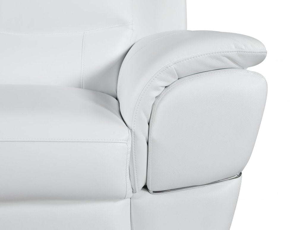 Two Piece Indoor White Genuine Leather Five Person Seating Set - 35" H x 69" W x 34" D