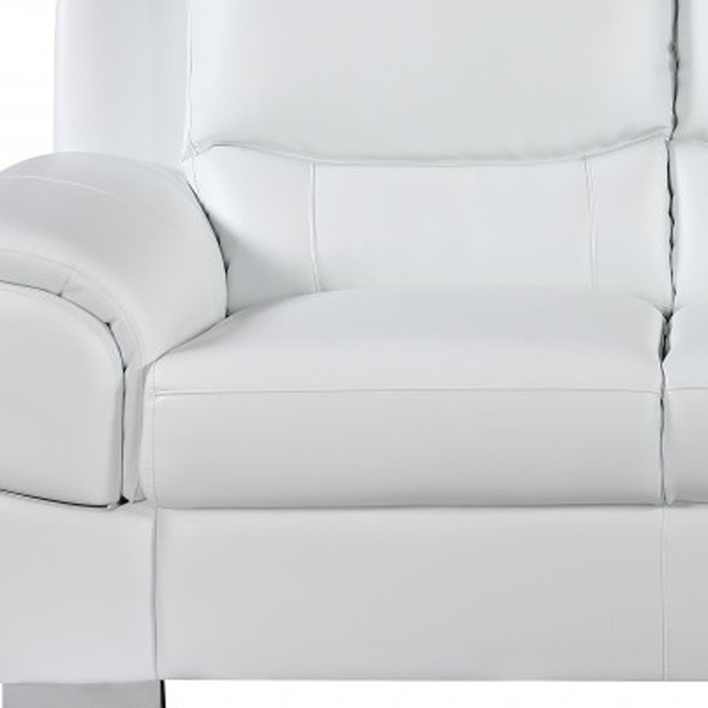 Two Piece Indoor White Genuine Leather Five Person Seating Set - 35" H x 69" W x 34" D