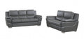 Two Piece Indoor Gray Genuine Leather Five Person Seating Set on a white background
