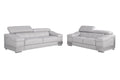 Two Piece Indoor Light Gray Italian Leather Five Person Seating Set on a white background