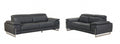 Two Piece Indoor Dark Gray Italian Leather Five Person Seating Set - 31" H x 71" W x 42" D on a white background