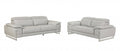 Two Piece Indoor Light Gray Italian Leather Five Person Seating Set - 31" H x 71" W x 42" D on a white background