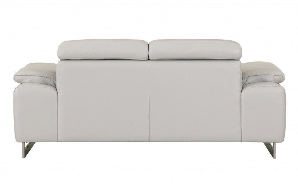 Two Piece Indoor Light Gray Italian Leather Five Person Seating Set - 31" H x 71" W x 42" D on a white background