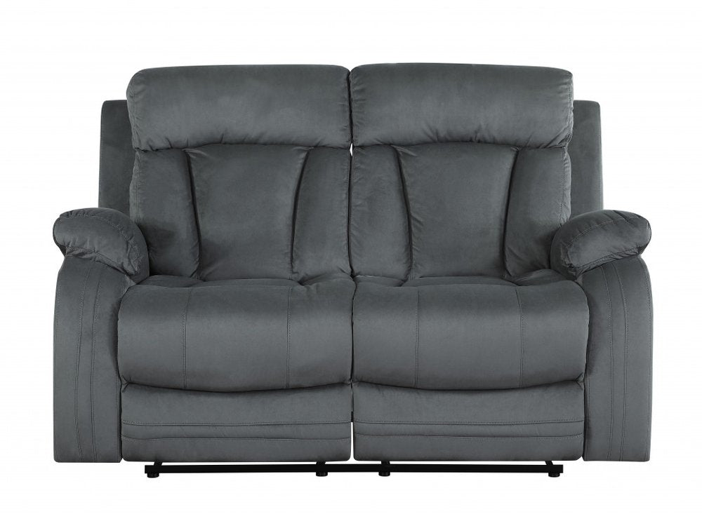 Two Piece Indoor Gray Microsuede Five Person Seating Set on a white background