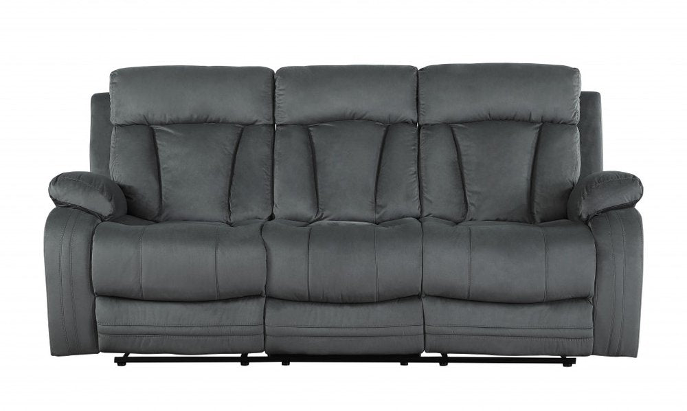 Two Piece Indoor Gray Microsuede Five Person Seating Set on a white background