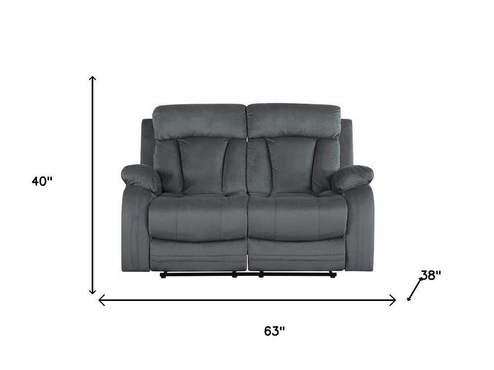 Two Piece Indoor Gray Microsuede Five Person Seating Set on a white background