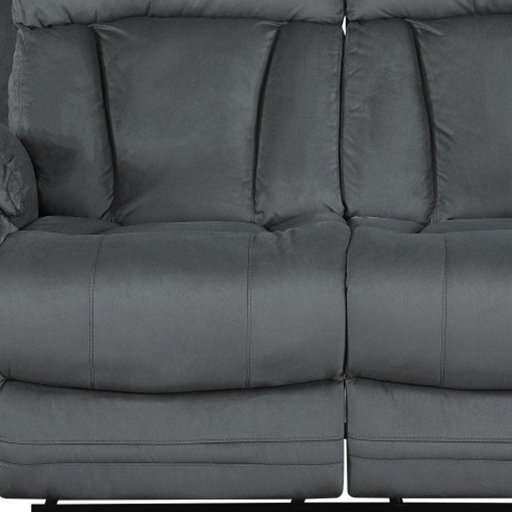 Two Piece Indoor Gray Microsuede Five Person Seating Set close-up detail