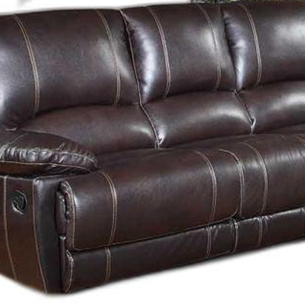 Two Piece Indoor Brown Faux Leather Five Person Seating Set close-up detail