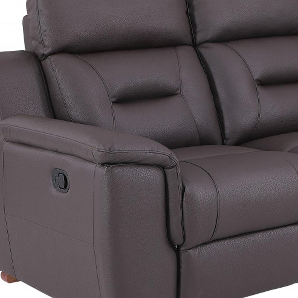 67" Brown Faux Leather Manual Reclining Loveseat
