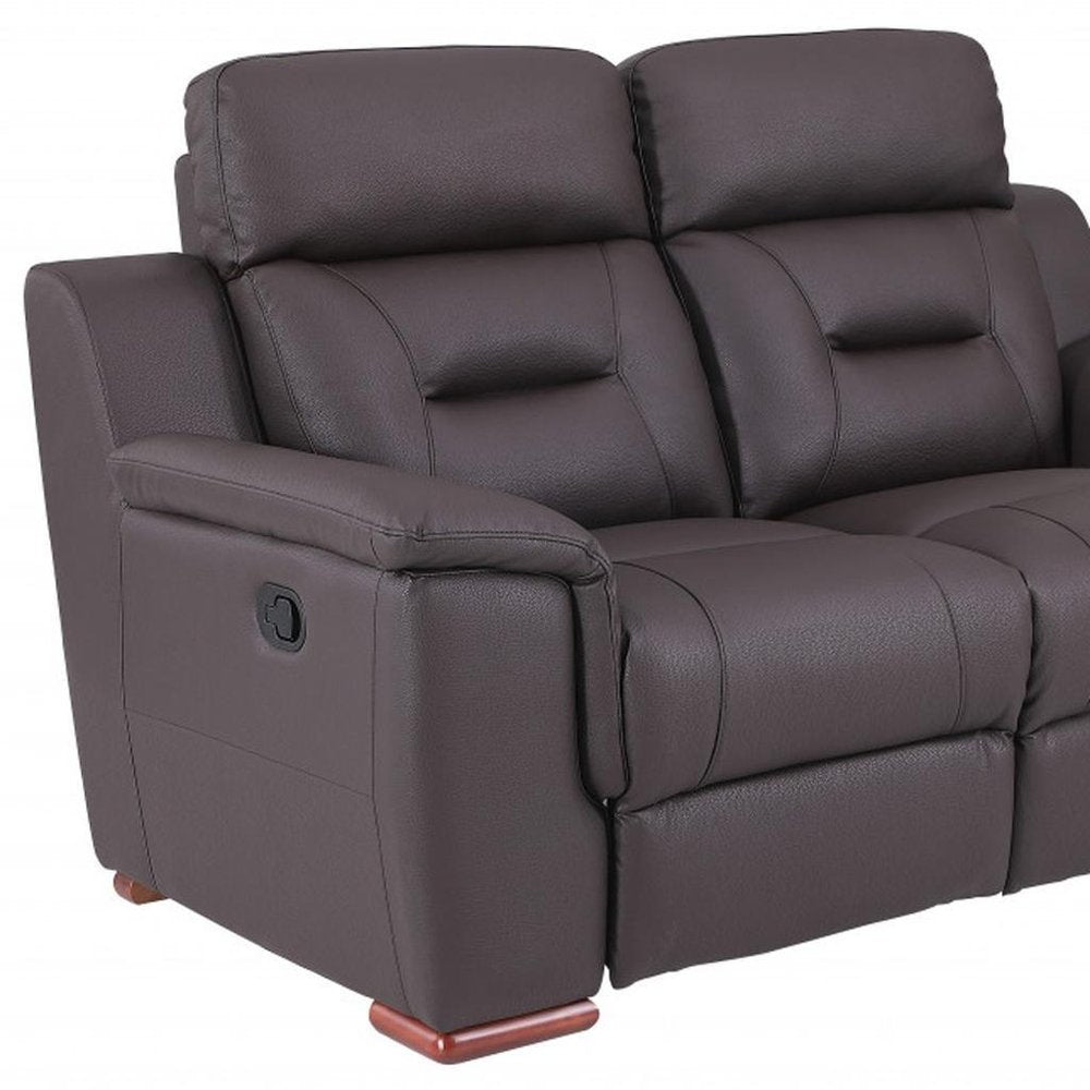 67" Brown Faux Leather Manual Reclining Loveseat