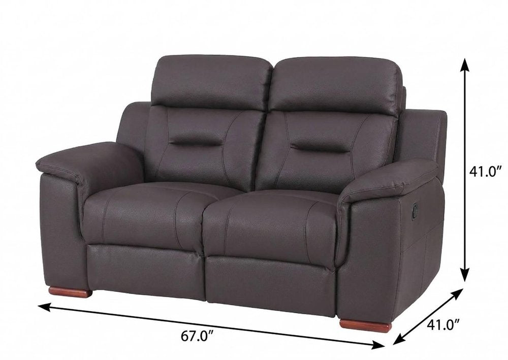 67" Brown Faux Leather Manual Reclining Loveseat