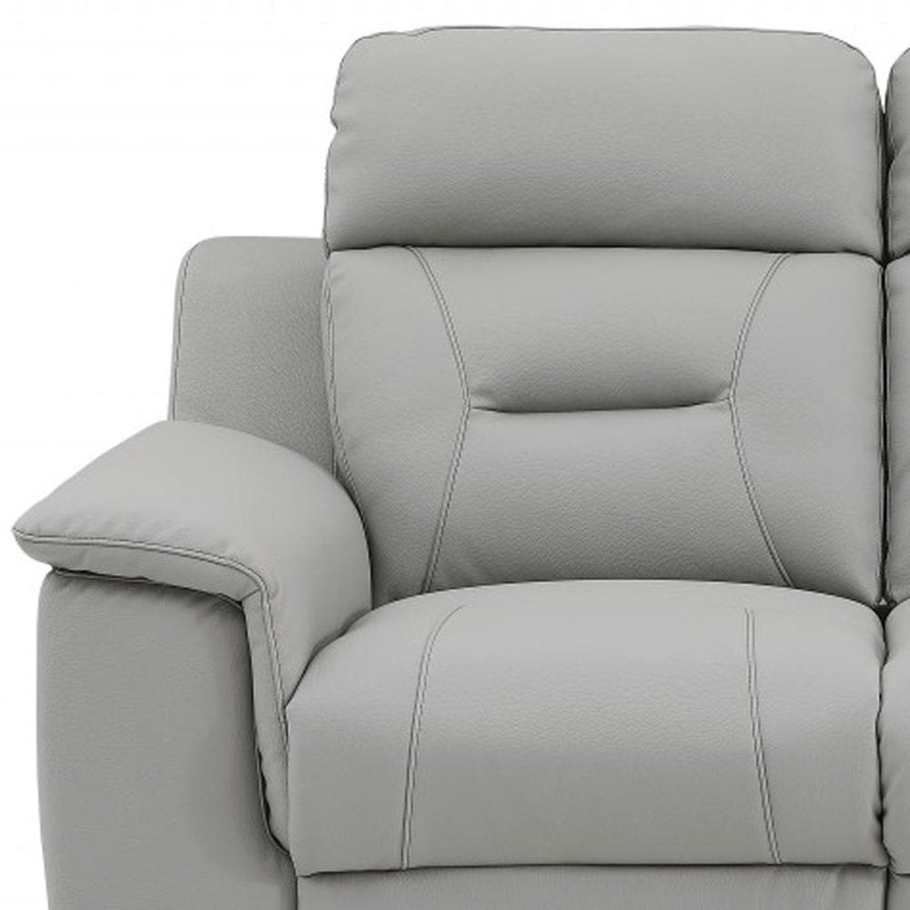 67" Gray And Brown Faux Leather Manual Reclining Loveseat