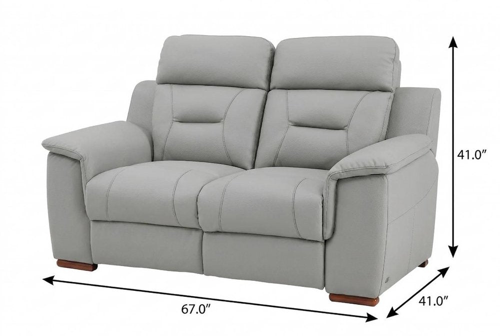 67" Gray And Brown Faux Leather Manual Reclining Loveseat
